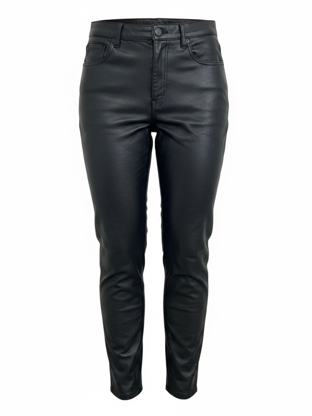 Black Leather Skinny Jeans - Women